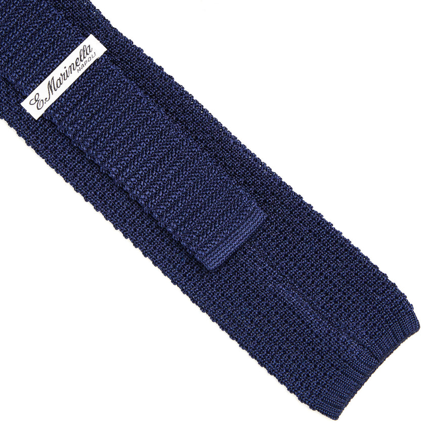 CRAVATTA TRICOT IN SETA BLU SCURO