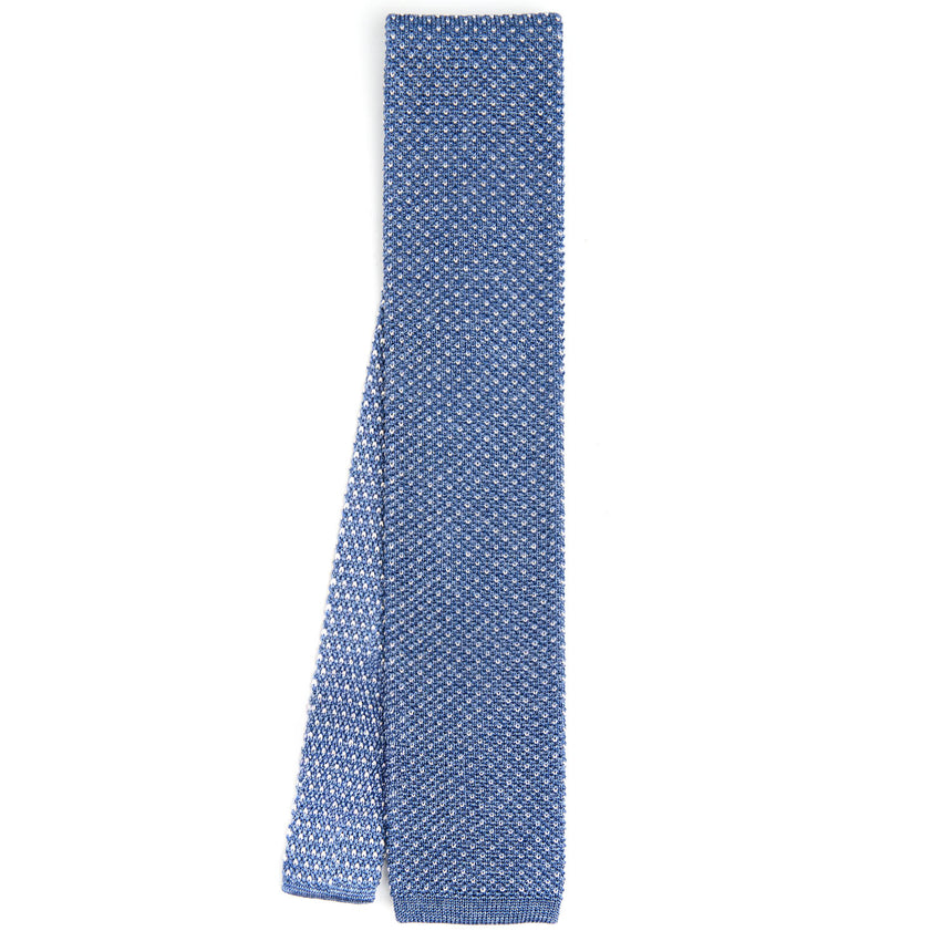 POWDER BLUE SILK KNITTED TIE