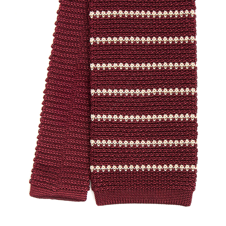 BURGUNDY SILK KNITTED TIE