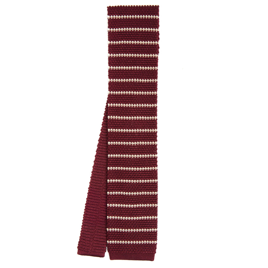BURGUNDY SILK KNITTED TIE