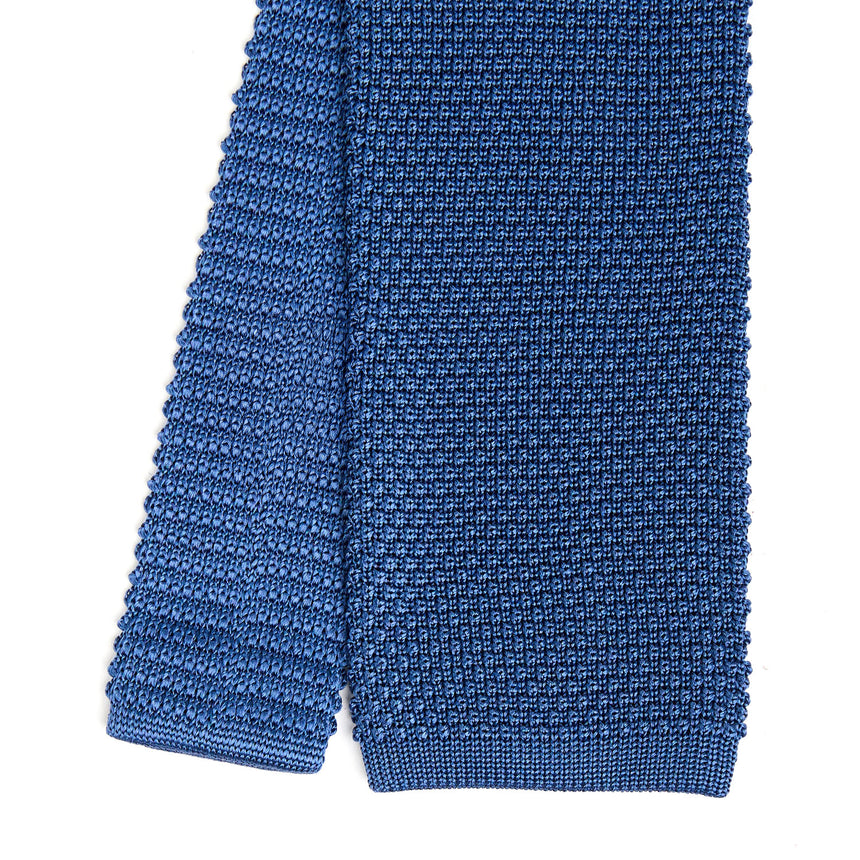BLUE SILK KNITTED TIE