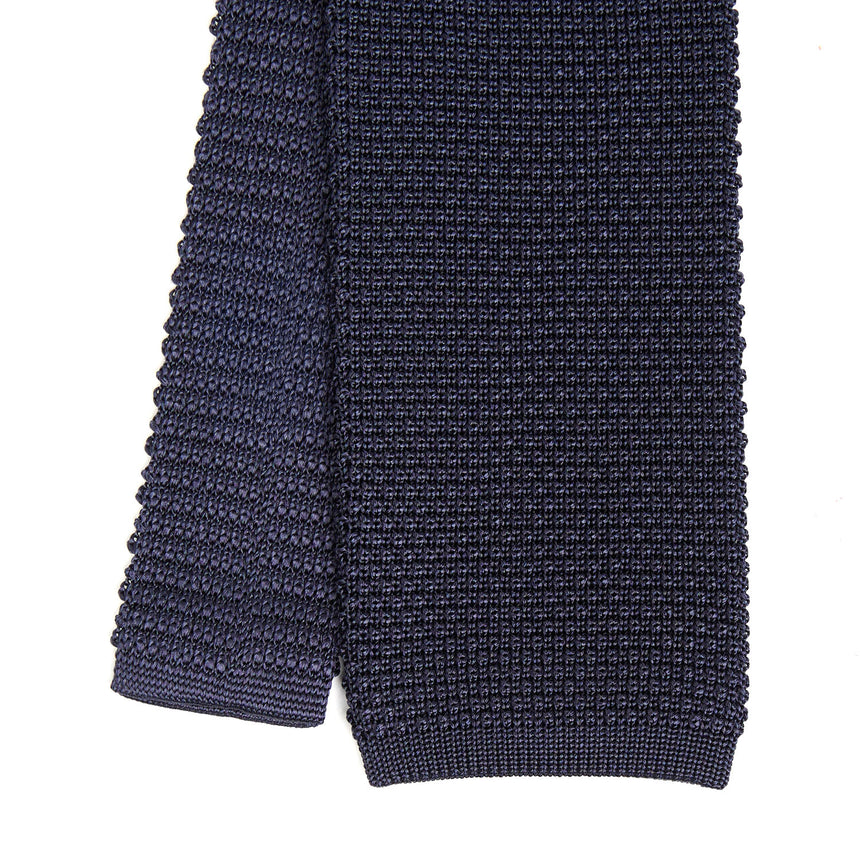 DARK BLUE SILK KNITTED TIE