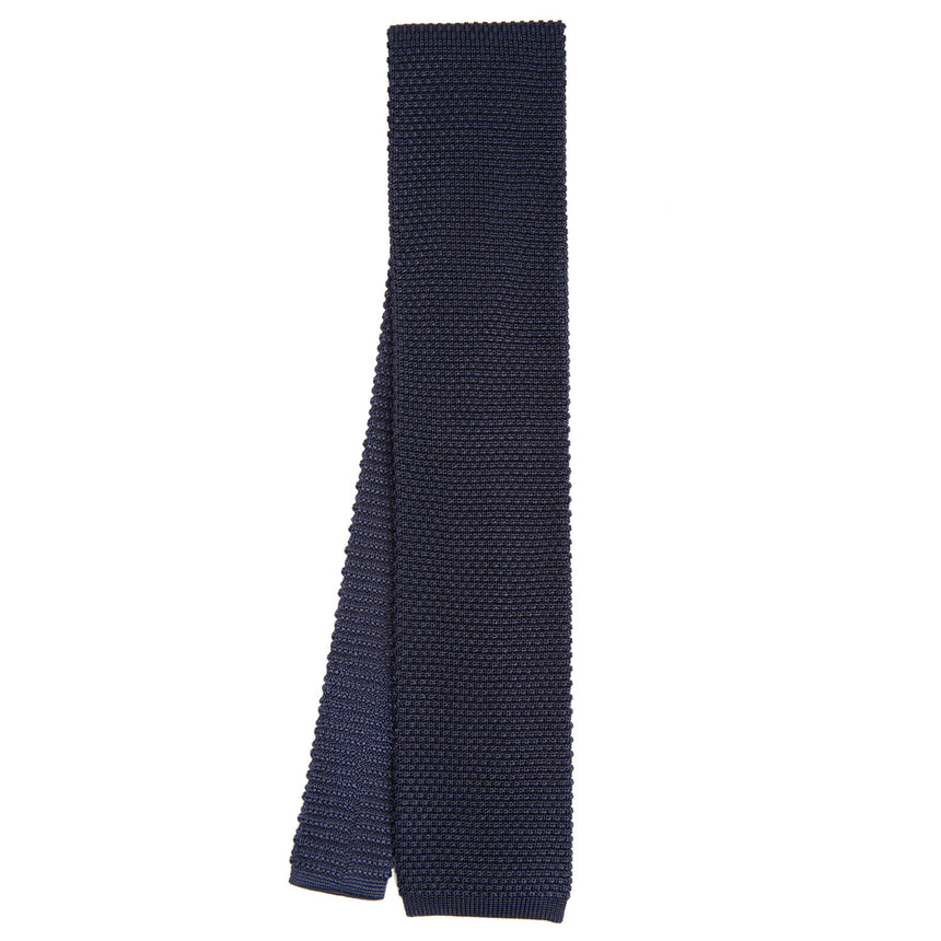 DARK BLUE SILK KNITTED TIE