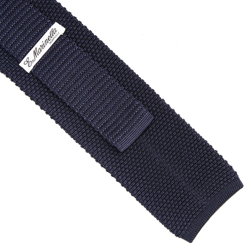 DARK BLUE SILK KNITTED TIE