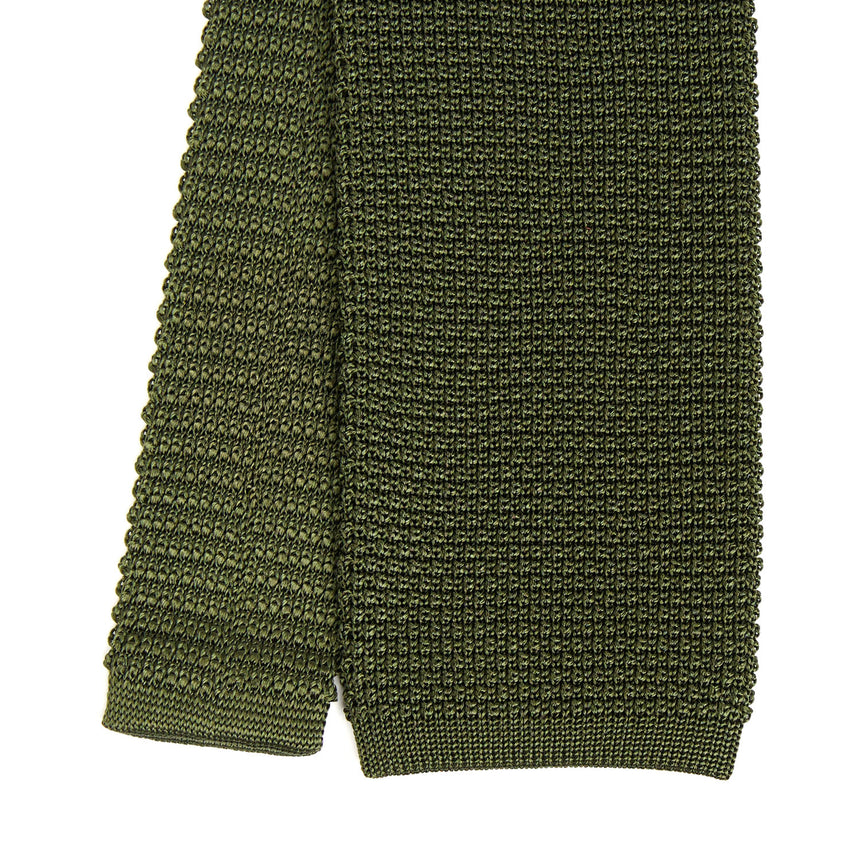 OLIVE GREEN SILK KNITTED TIE