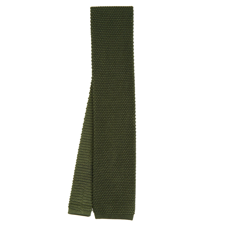 OLIVE GREEN SILK KNITTED TIE