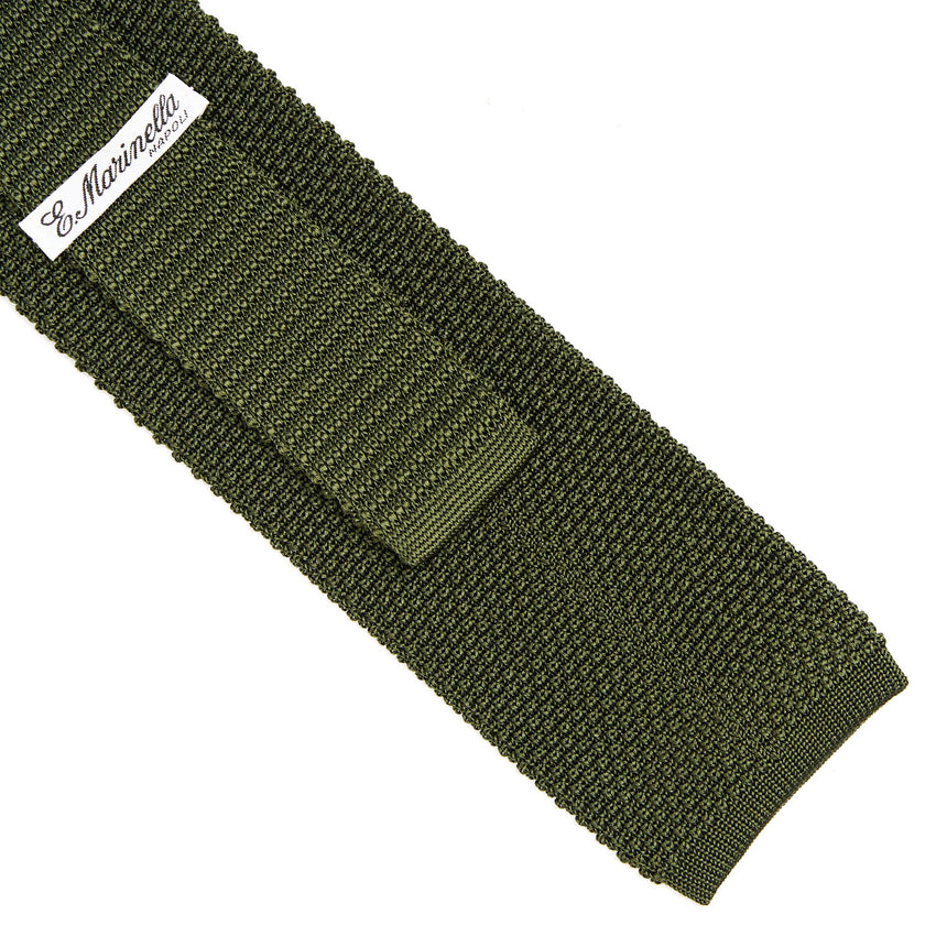 OLIVE GREEN SILK KNITTED TIE