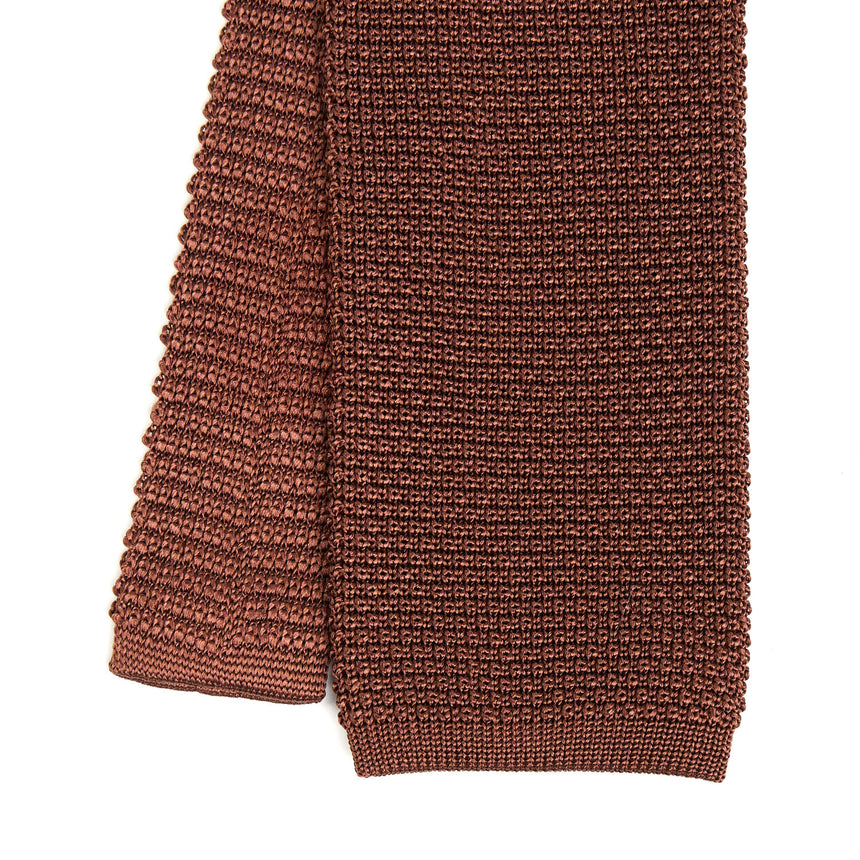 CRAVATTA TRICOT IN SETA MARRONE SCURO