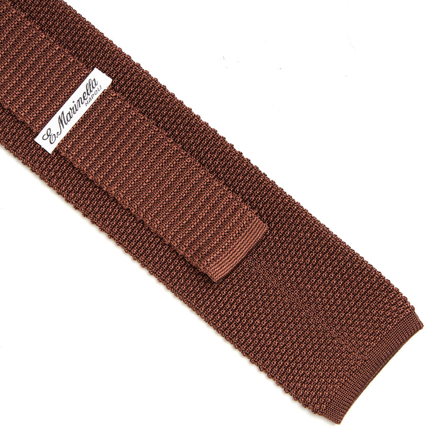 CRAVATTA TRICOT IN SETA MARRONE SCURO