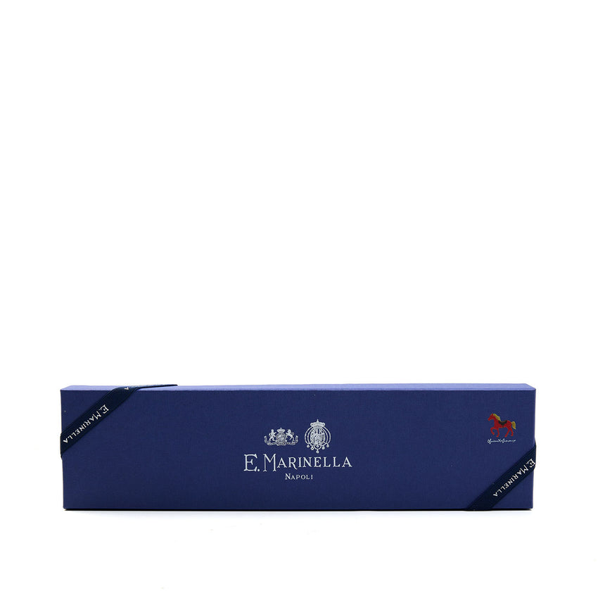 CRAVATTA IN SETA STAMPATA BLU SCURO "CAVALLUCCIO ROSSO"