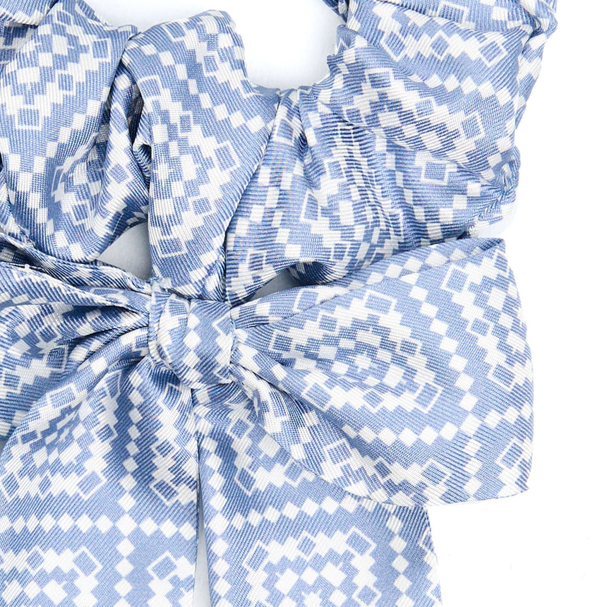 POWDER BLUE SILK SCRUNCHIE WITH RIBBONS