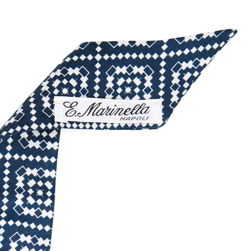 DARK BLUE SILK SCRUNCHIE WITH RIBBONS