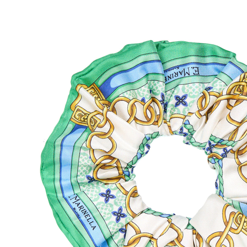 GREEN SILK SCRUNCHIE