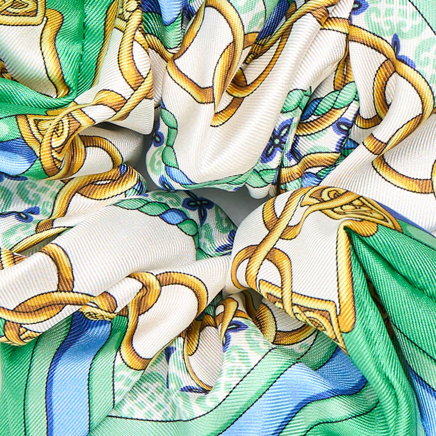 GREEN SILK SCRUNCHIE