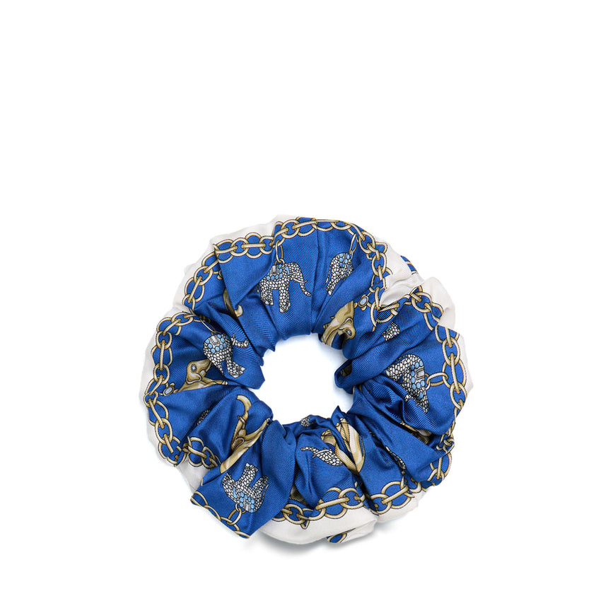 BLUE SILK SCRUNCHIE