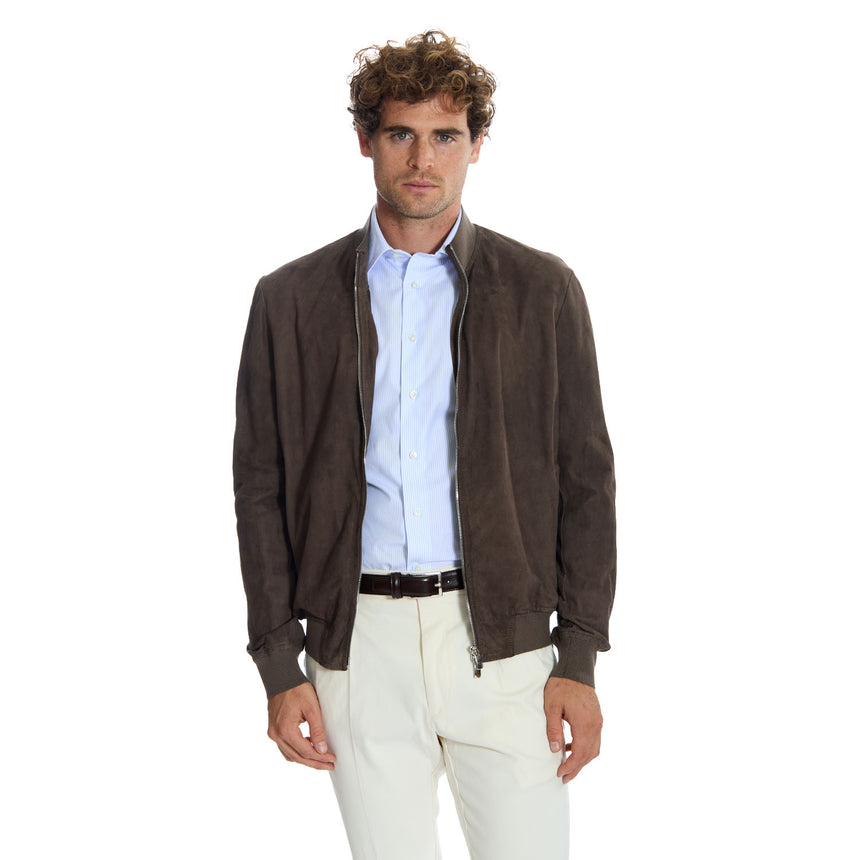 BROWN JACKET IN SUEDE LEATHER