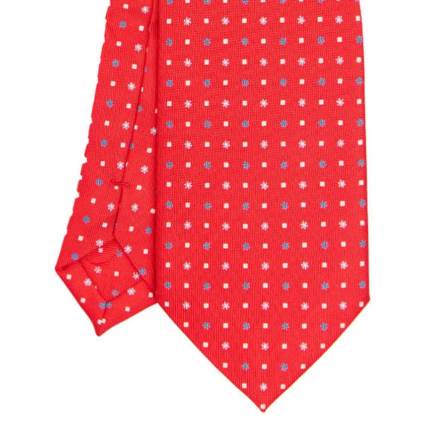 RED EXTRA LONG PRINTED SILK TIE
