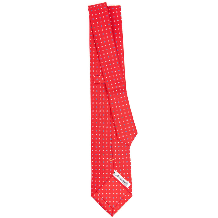 RED EXTRA LONG PRINTED SILK TIE