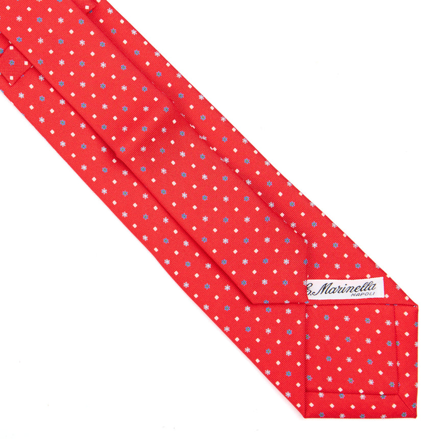 RED EXTRA LONG PRINTED SILK TIE