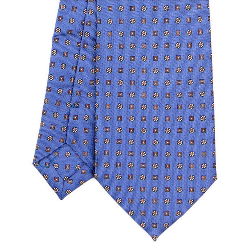 CRAVATTA EXTRA LONG IN SETA STAMPATA AZZURRO POLVERE