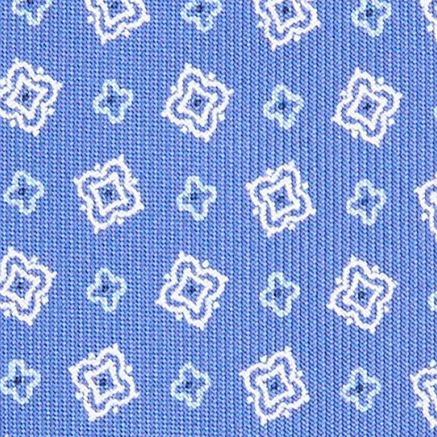 POWDER BLUE EXTRA LONG PRINTED SILK TIE