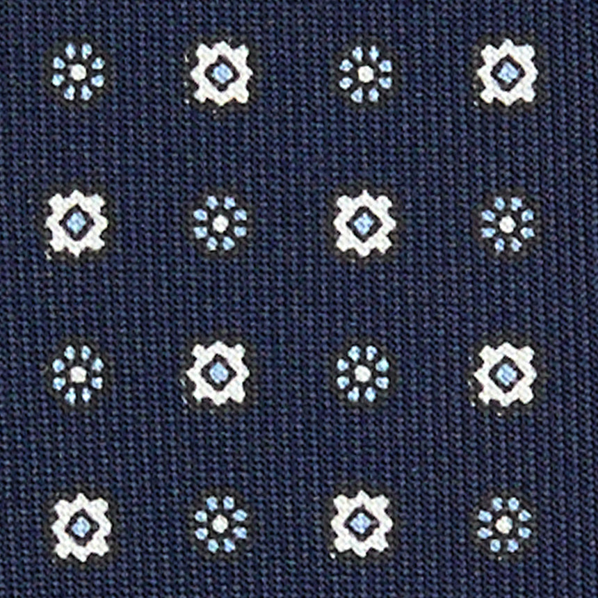 CRAVATTA EXTRA LONG IN SETA STAMPATA BLU SCURO