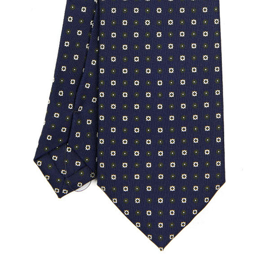 DARK BLUE EXTRA LONG PRINTED SILK TIE