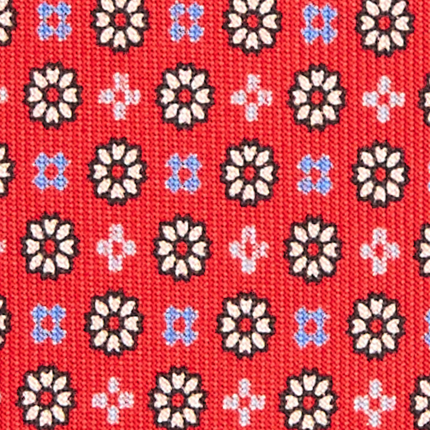 CRAVATTA EXTRA LONG IN SETA STAMPATA ROSSA