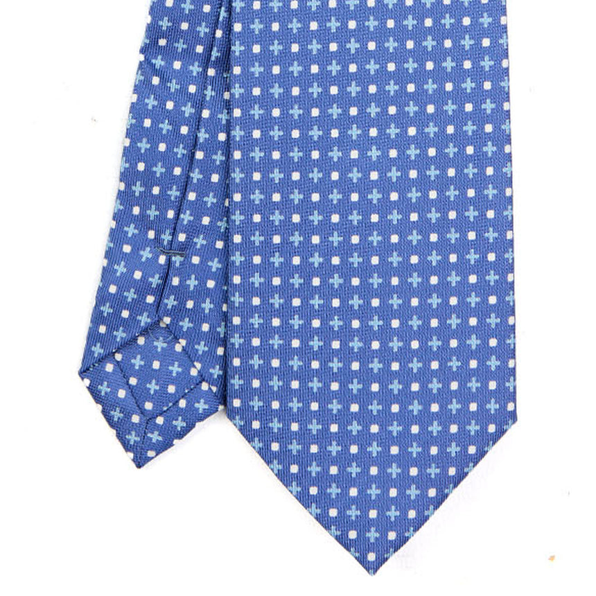 CRAVATTA EXTRA LONG IN SETA STAMPATA AZZURRO POLVERE
