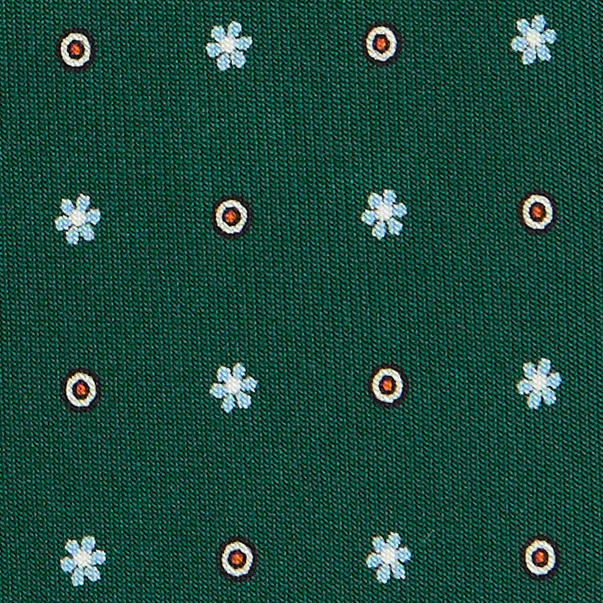 CRAVATTA EXTRA LONG IN SETA STAMPATA VERDE SCURO