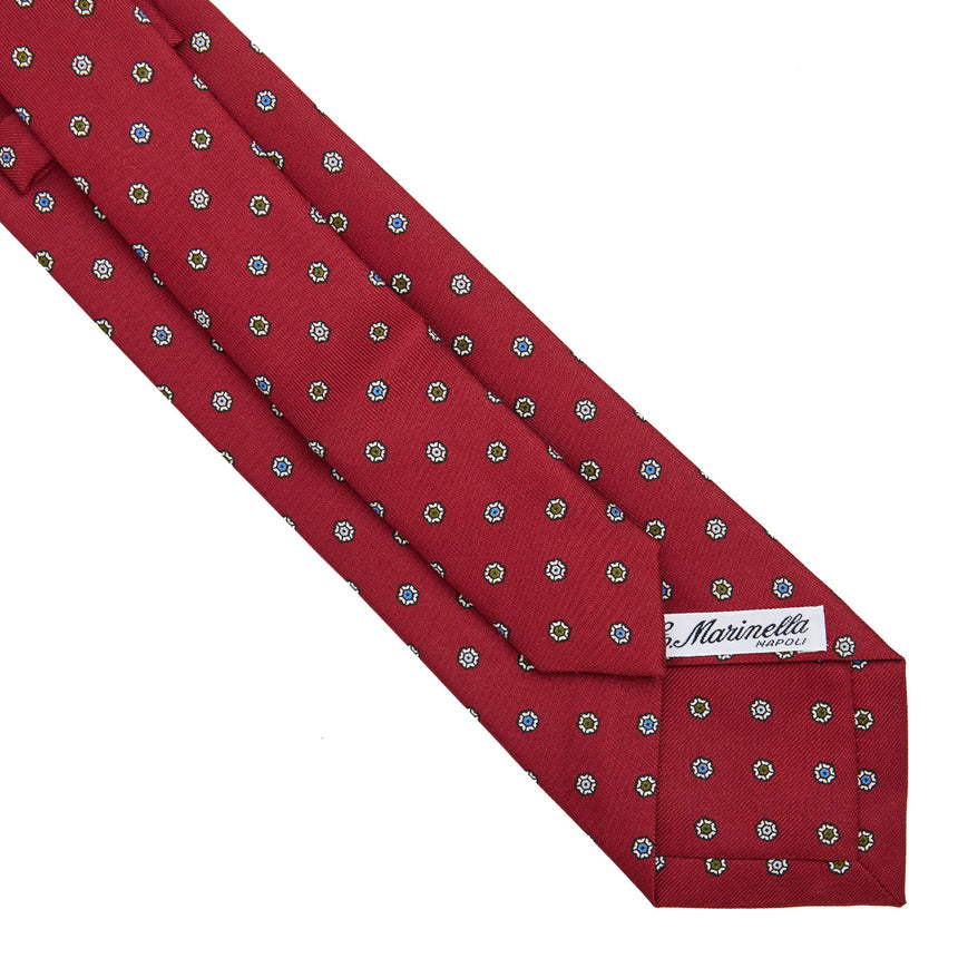 CRAVATTA EXTRA LONG IN SETA STAMPATA BORDEAUX