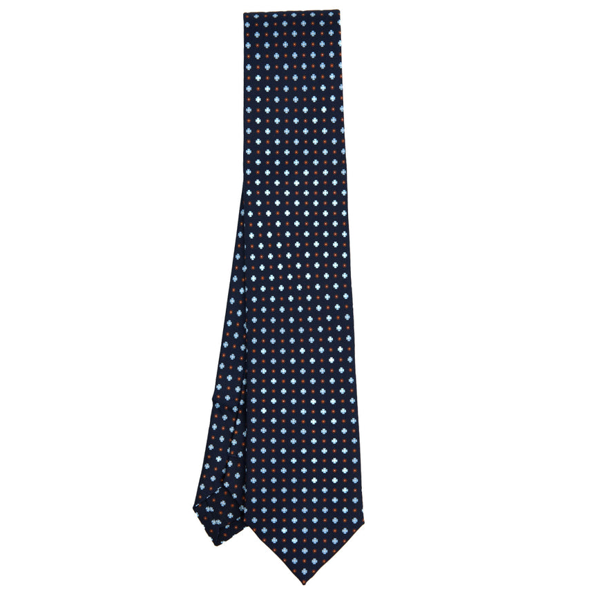 CRAVATTA EXTRA LONG IN SETA STAMPATA BLU SCURO