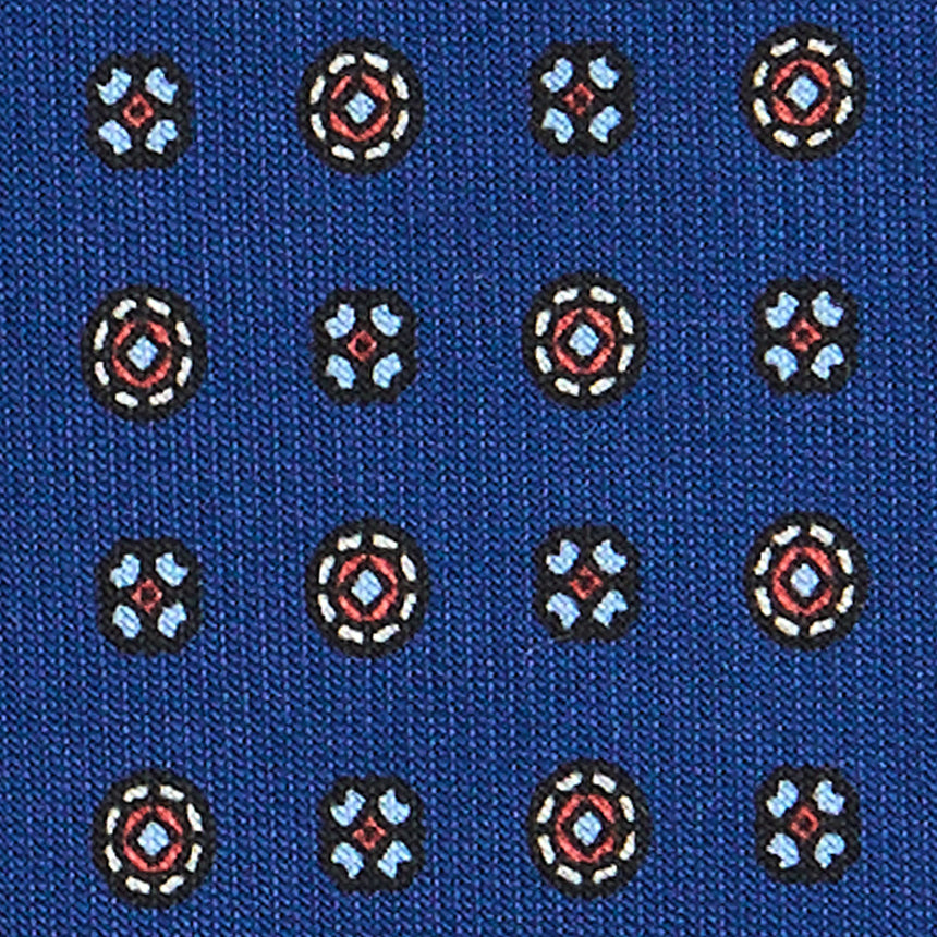 BLUE EXTRA LONG PRINTED SILK TIE