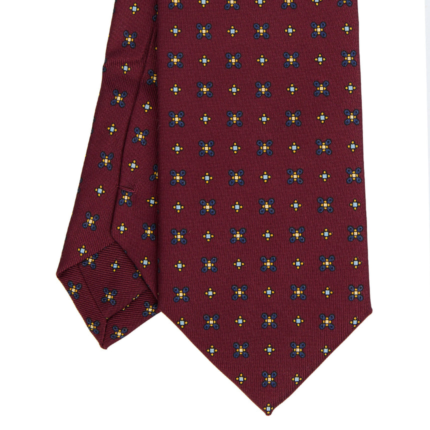 CRAVATTA EXTRA LONG IN SETA STAMPATA BORDEAUX
