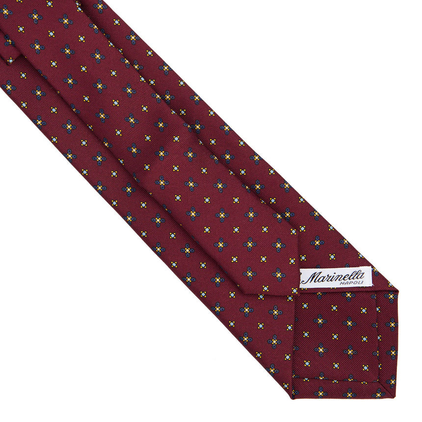CRAVATTA EXTRA LONG IN SETA STAMPATA BORDEAUX
