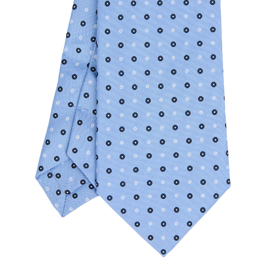 LIGHT BLUE EXTRA LONG PRINTED SILK TIE