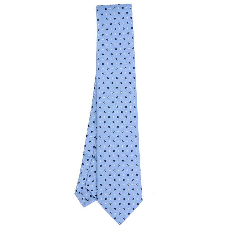 LIGHT BLUE EXTRA LONG PRINTED SILK TIE