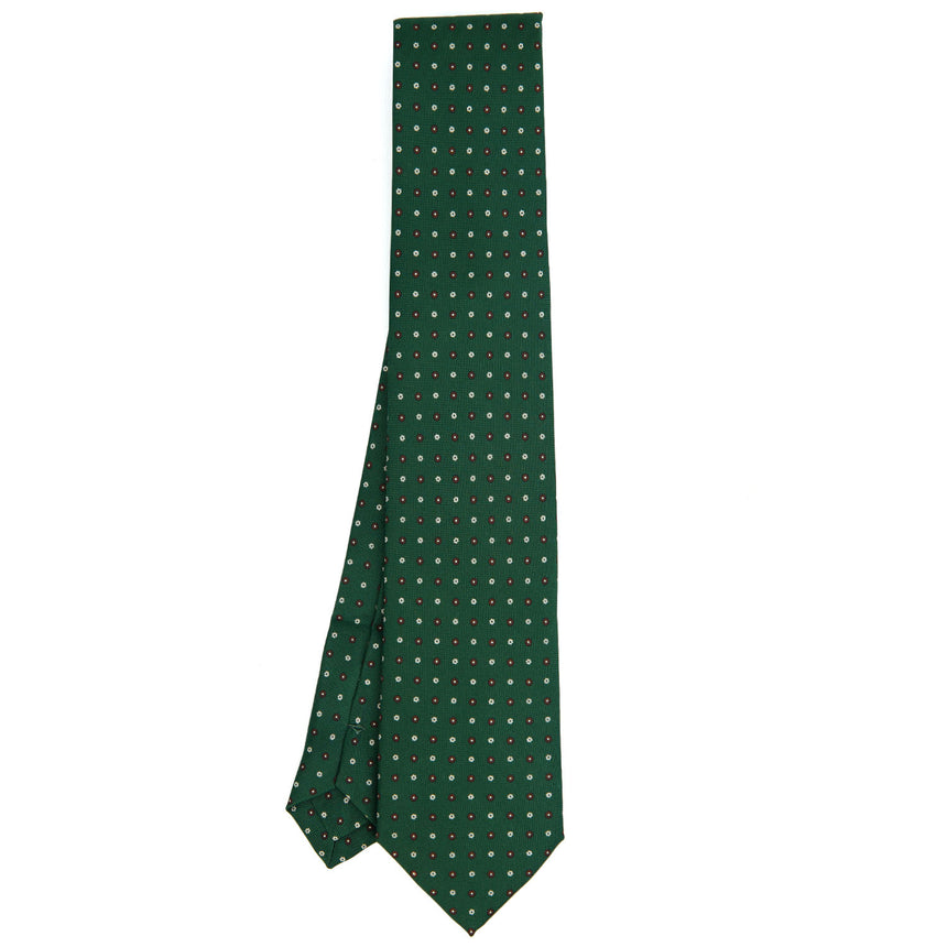 DARK GREEN EXTRA LONG PRINTED SILK TIE
