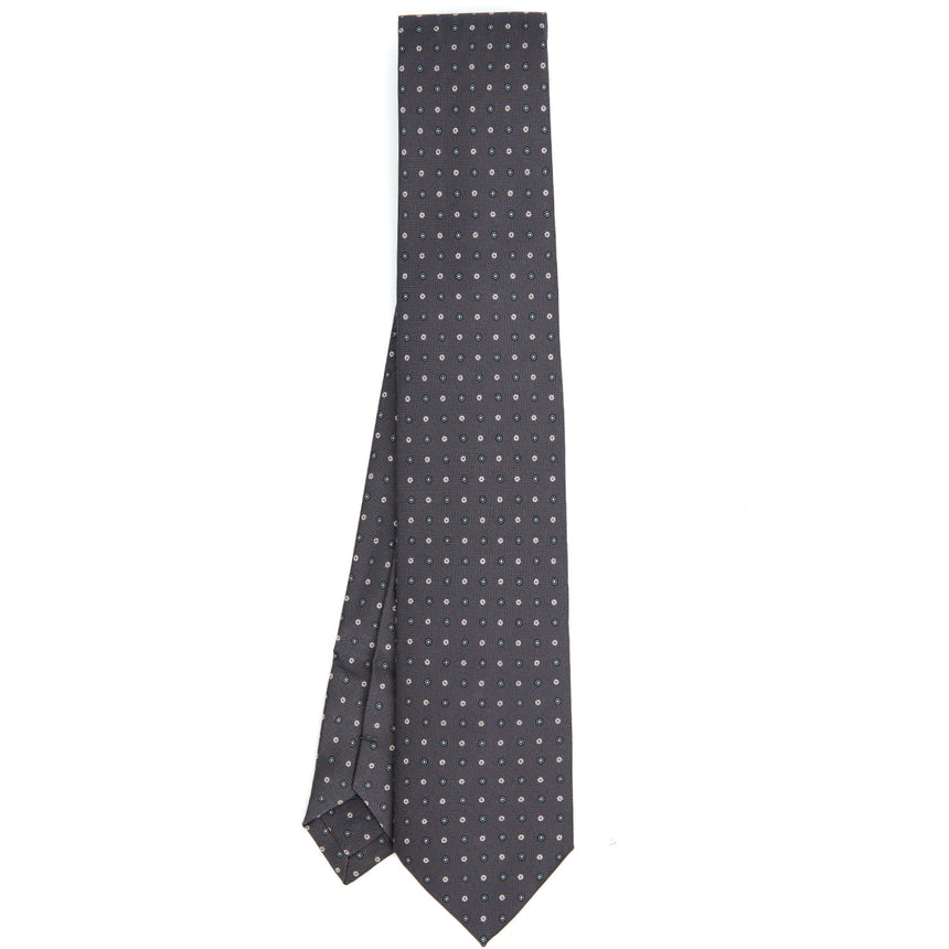 DARK GREY EXTRA LONG PRINTED SILK TIE