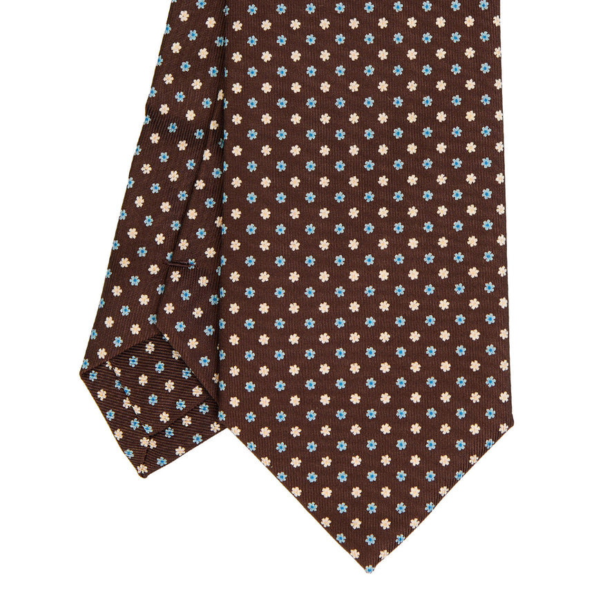 DARK BROWN EXTRA LONG PRINTED SILK TIE