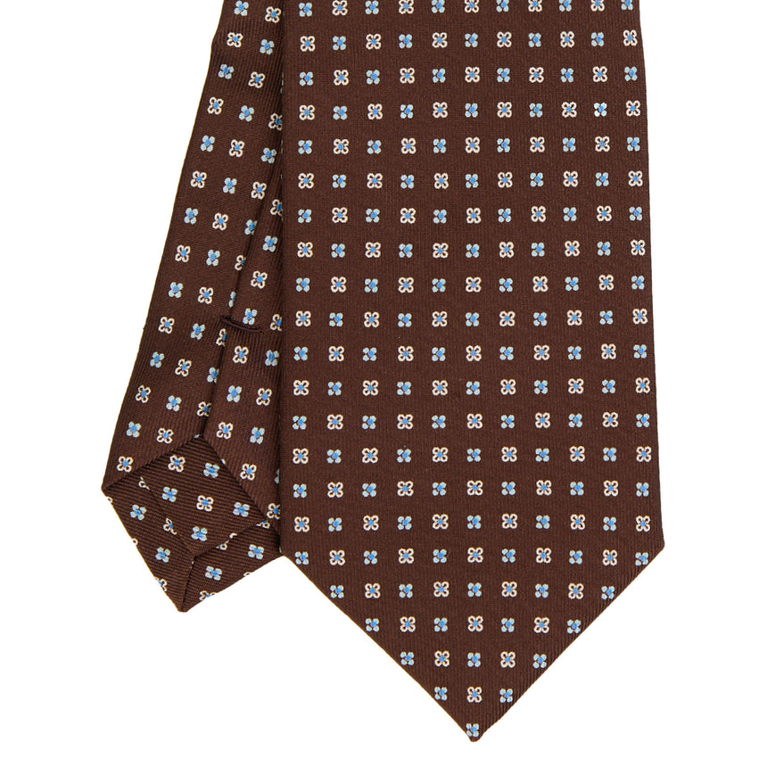 DARK BROWN EXTRA LONG PRINTED SILK TIE