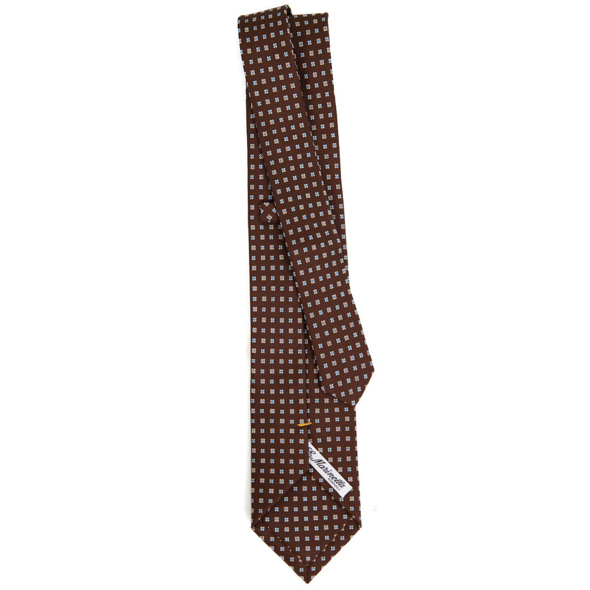 DARK BROWN EXTRA LONG PRINTED SILK TIE