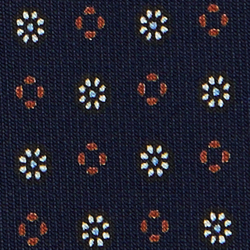 DARK BLUE EXTRA LONG PRINTED SILK TIE