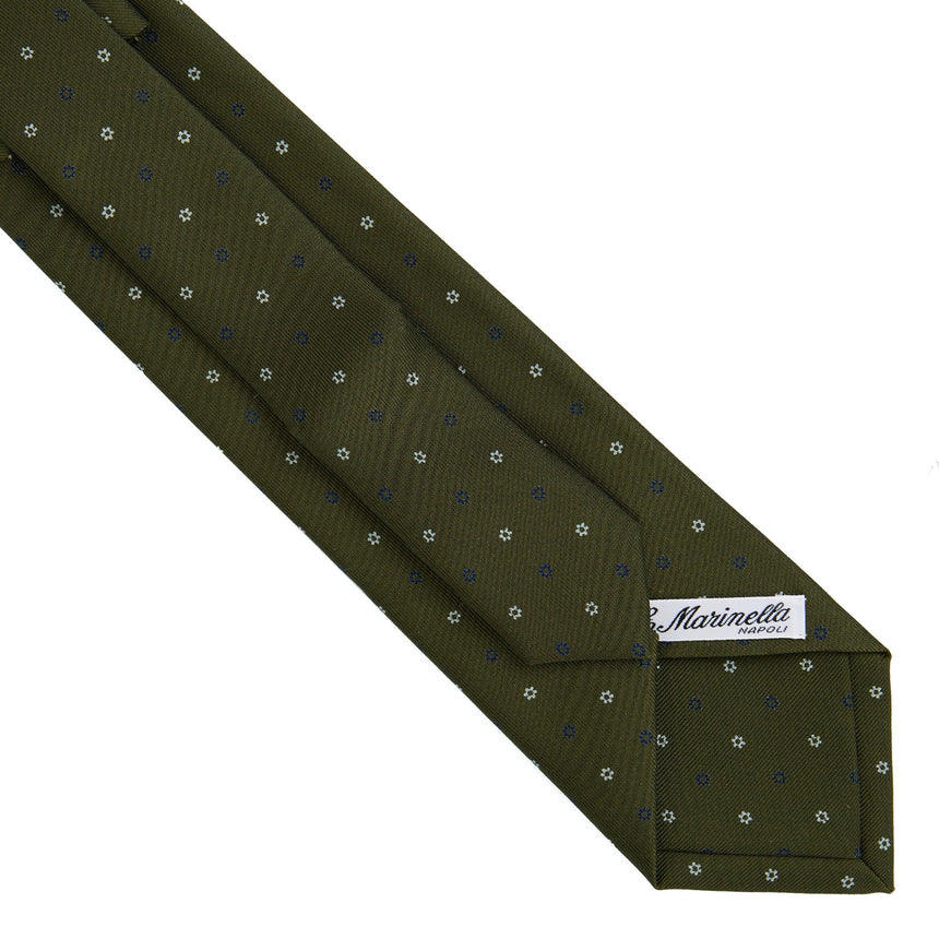 CRAVATTA EXTRA LONG IN SETA STAMPATA VERDE OLIVA