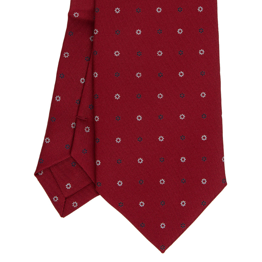 BURGUNDY EXTRA LONG PRINTED SILK TIE