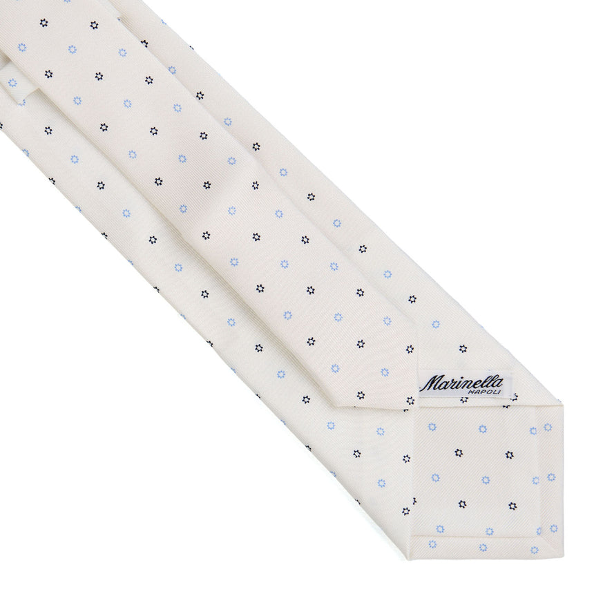CRAVATTA EXTRA LONG IN SETA STAMPATA BIANCA