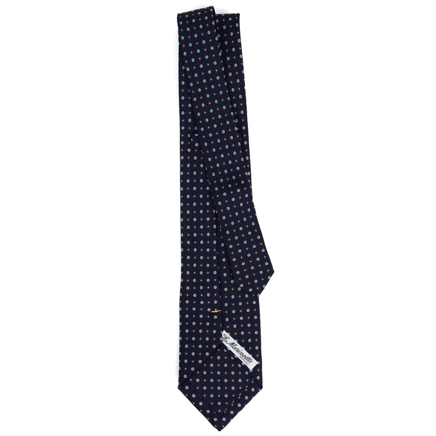 CRAVATTA EXTRA LONG IN SETA STAMPATA BLU SCURO