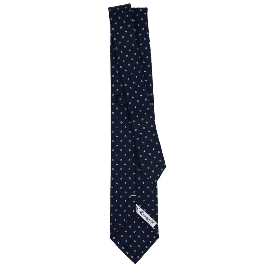 DARK BLUE EXTRA LONG PRINTED SILK TIE