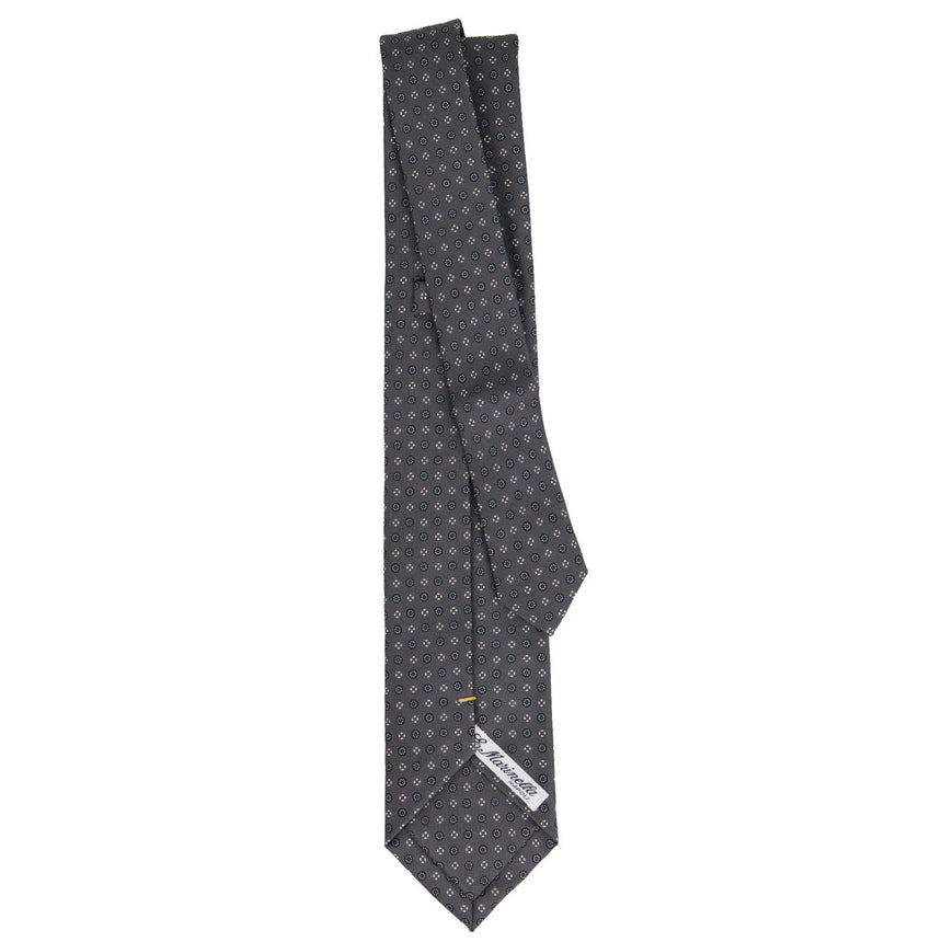 CRAVATTA EXTRA LONG IN SETA STAMPATA GRIGIO SCURO