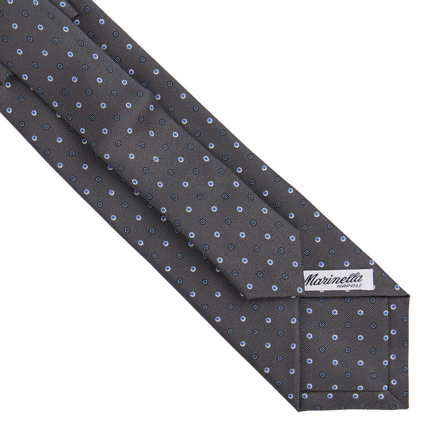 CRAVATTA EXTRA LONG IN SETA STAMPATA GRIGIO SCURO